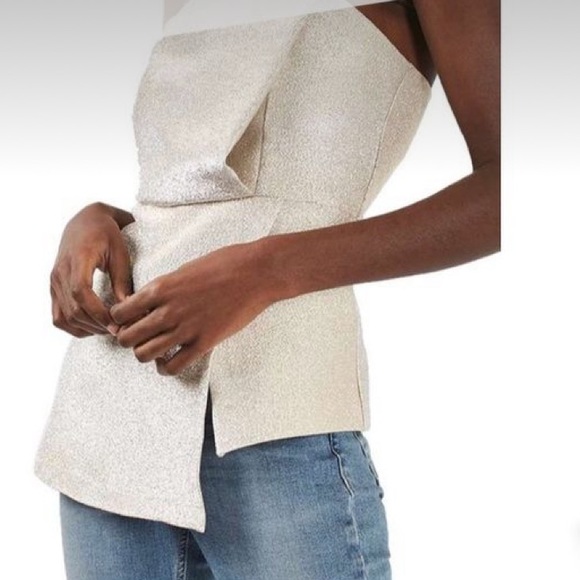 Topshop asymmetrical strapless top - Picture 2 of 6